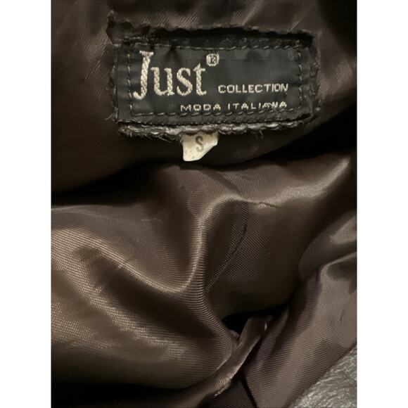 Just Collection Brown Leather Motorcycle Jacket Cafe Racer Biker Style Full Zip - Picture 5 of 5